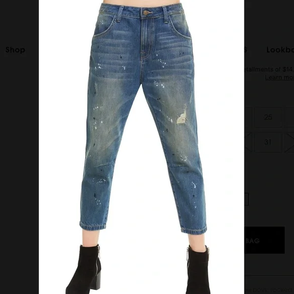 New Wildfox Cropped Baggy Boyfriend DaVinci Jeans